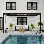 16x10 Evanston Wall Mounted Louvered Pergola - Image 2