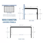 16x10 Evanston Wall Mounted Louvered Pergola - Image 3