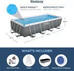 Bestway Power Steel 18' x 9' x 48" Rectangular Above Ground Swimming Pool Set Metal Frame Family Pool with Sand Filter Pump, Skimmer, and Vacuum,White - Image 3
