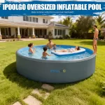 IPOOLGO ‌Extra Large Inflatable Pool, 12.8ft X 51in Extra Large and Thickened Family Inflatable Pool, Suitable for Summer Outdoor Water Party Use.